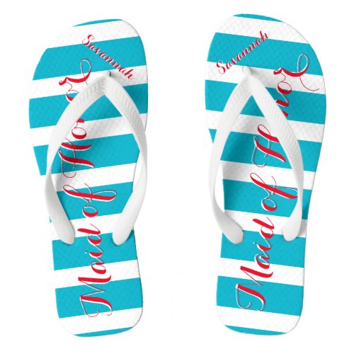 Personalized Maid of Honor Aqua or Any Color Flip Flops