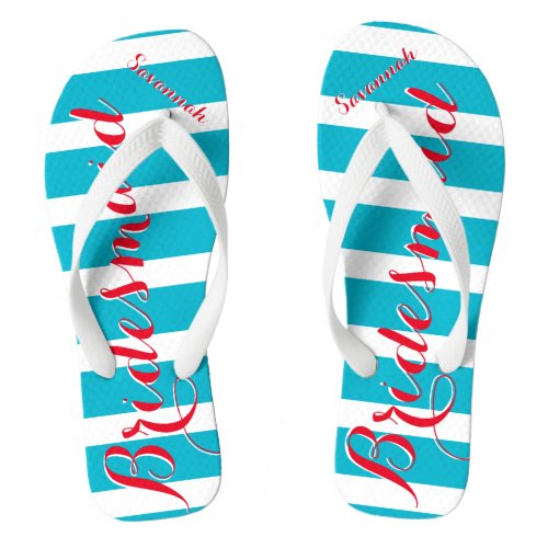 Personalized Maid of Honor Aqua or Any Color Flip Flops