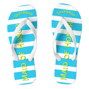 Personalized Maid of Honor Aqua Yellow Any Color Flip Flops