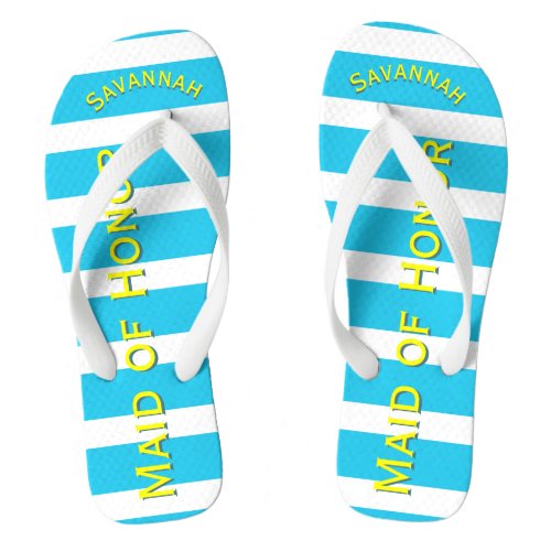 Personalized Maid of Honor Aqua Yellow Any Color Flip Flops