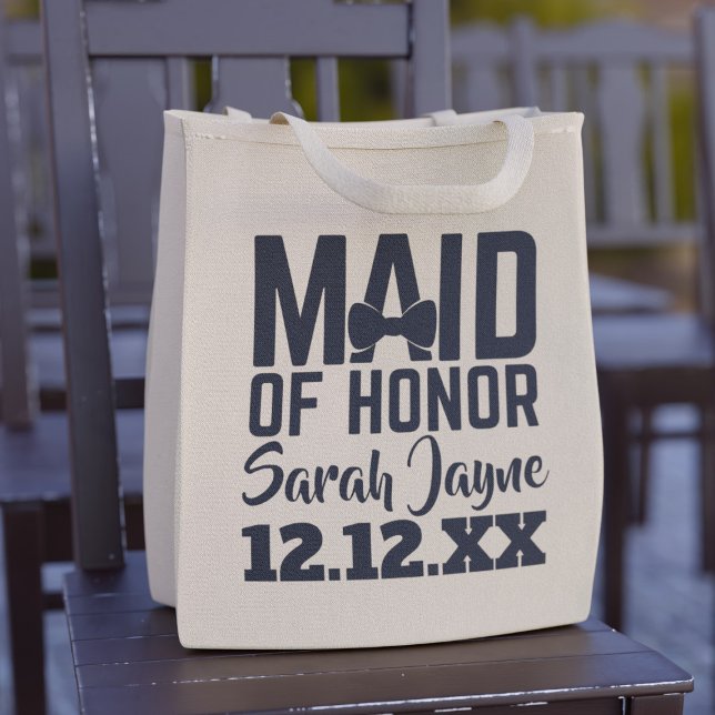 Personalized Maid of Honor Bachelorette Wedding Tote Bag (Creator Uploaded)