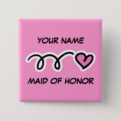 Personalized Maid Of Honor Button With Cute Heart