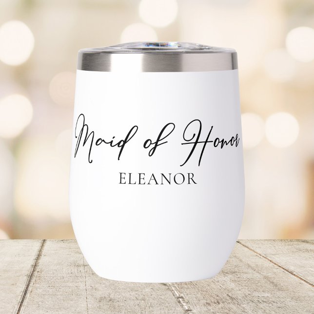 Personalized Maid of Honor Chic Bachelorette Party Thermal Wine Tumbler (Creator Uploaded)