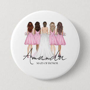 Personalized Maid Of Honor Custom Name Gift Button