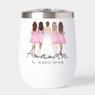 Personalized Maid Of Honor Custom Name Gift Thermal Wine Tumbler