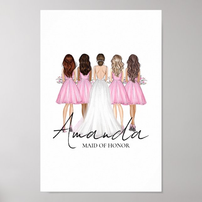 Personalized Maid Of Honor Custom Name Wall Art (Front)