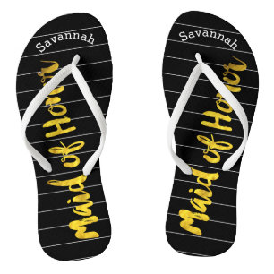 Personalized Maid of Honor Faux Gold or Any Color Flip Flops