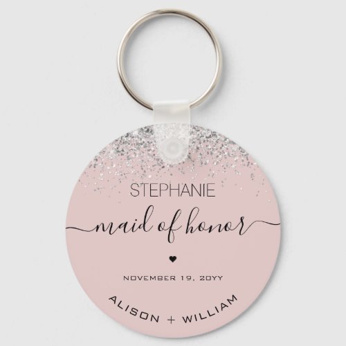 Personalized Maid of Honor Glitter confetti effect Keychain