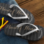 Personalized Maid of Honor Gold or Any Color Flip Flops<br><div class="desc">Gold White and Black Stripes Pattern - Change to Any Color by clicking customize. And say anything you want. Make these one of a kind flip flops that have YOUR message on them. Be the talk of the beach! Personalized with your name or whatever and title or your text here....</div>