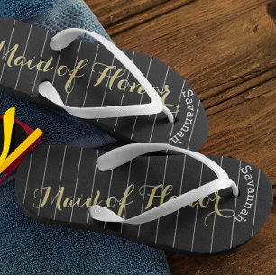 Personalized Maid of Honor Golden Yellow Flip Flops