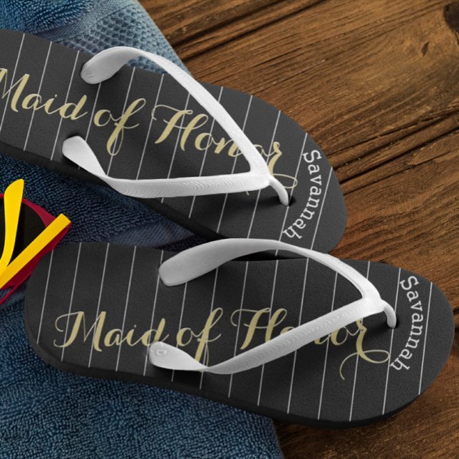 Personalized Maid of Honor Golden Yellow Flip Flops (Creator Uploaded)