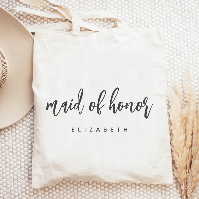 Personalized Maid of Honor Handwriting Script Tote Bag (Creator Uploaded)