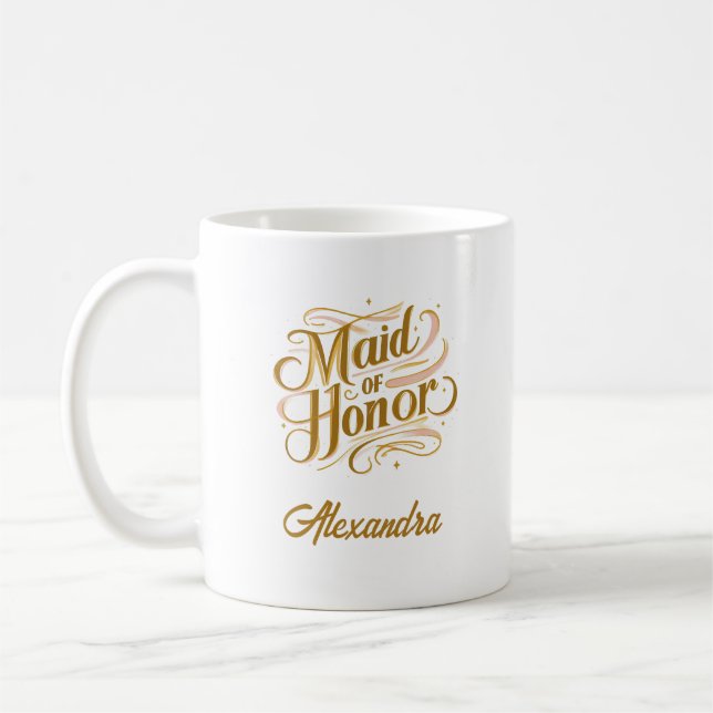 Personalized Maid of Honor Mug Gift - Custom Mug (Left)