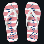 Personalized Maid of Honor Navy and Pink Flip Flops<br><div class="desc">Personalized Navy and Pink Stripes Pattern - Change to Any Color by clicking customize. And say anything you want.  Make these one of a kind flip flops that have YOUR message on them.  Be the talk of the beach!</div>