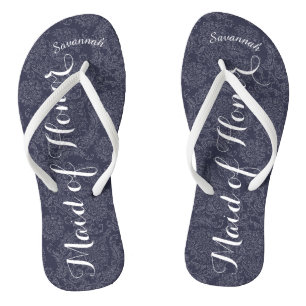 Personalized Maid of Honor Navyor Any Color Flip Flops