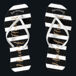 Personalized Maid of Honor or Any Color Flip Flops<br><div class="desc">Blush Pink, Black and White Stripes Pattern - Change to Any Color by clicking customize. And say anything you want. Make these one of a kind flip flops that have YOUR message on them. Be the talk of the beach! Personalized with your name or whatever and title or your text...</div>