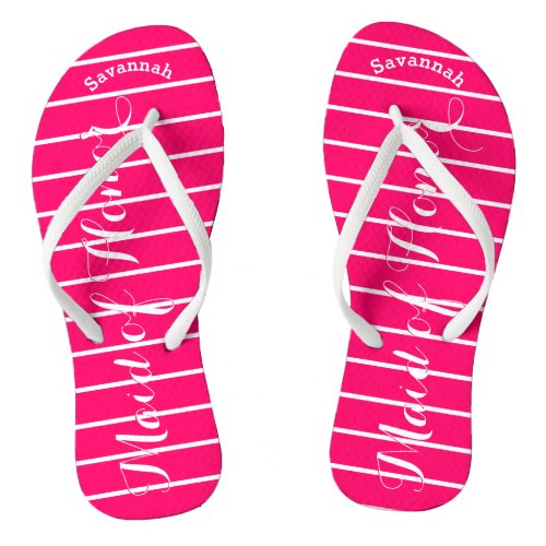 Personalized Maid of Honor Pink Flip Flops