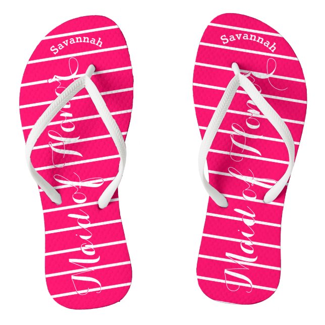 Personalized Maid of Honor Pink Flip Flops (Footbed)