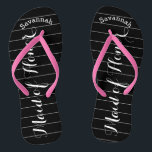 Personalized Maid of Honor PINK or Any Color Flip Flops<br><div class="desc">White and Black Stripes Pattern - Change to Any Color by clicking customize. And say anything you want. Make these one of a kind flip flops that have YOUR message on them. Be the talk of the beach! Personalized with your name or whatever and title or your text here. You...</div>