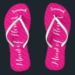 Personalized Maid of Honor Pink or Any Color Flip Flops<br><div class="desc">Magenta Pink and White Stripes Pattern - Change to Any Color by clicking customize. And say anything you want. Make these one of a kind flip flops that have YOUR message on them. Be the talk of the beach! Personalized with your name or whatever and title or your text here....</div>