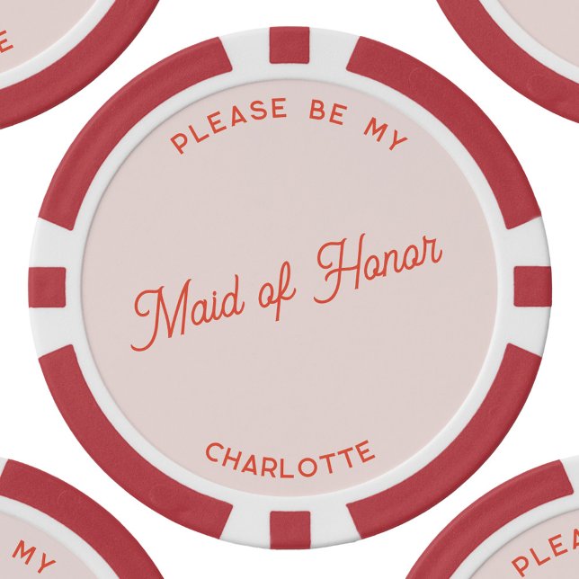 Personalized Maid of Honor Proposal Poker Chips (Personalized Maid of Honor proposal blush pink poker chip)