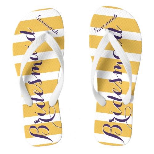 Personalized Maid of Honor Purple Mustard Yellow Flip Flops