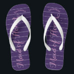 Personalized Maid of Honor Purple or Any Color Flip Flops<br><div class="desc">Purple and Lavender Lilac Stripes Pattern - Change to Any Color by clicking customize. And say anything you want. Make these one of a kind flip flops that have YOUR message on them. Be the talk of the beach! bridesmaids, bachelorette party, seaside tropical coastal shoreline, ocean cruise beach , wedding...</div>