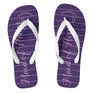 Personalized Maid of Honor Purple or Any Color Flip Flops
