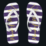 Personalized Maid of Honor Purple Yellow Any Color Flip Flops<br><div class="desc">Rich Gold and Twilight Purple Wedding Party Flip Flops Bride,  Bridesmaid or Maid of Honor.  Even for the guys,  Groom,  Best Man and Groomsman Flipflops.</div>