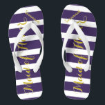 Personalized Maid of Honor Purple Yellow Any Color Flip Flops<br><div class="desc">Rich Gold and Twilight Purple Wedding Party Flip Flops Bride,  Bridesmaid or Maid of Honor.  Even for the guys,  Groom,  Best Man and Groomsman Flipflops.</div>