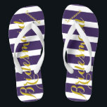 Personalized Maid of Honor Purple Yellow Any Color Flip Flops<br><div class="desc">Rich Gold and Twilight Purple Wedding Party Flip Flops Bride,  Bridesmaid or Maid of Honor.  Even for the guys,  Groom,  Best Man and Groomsman Flipflops.</div>