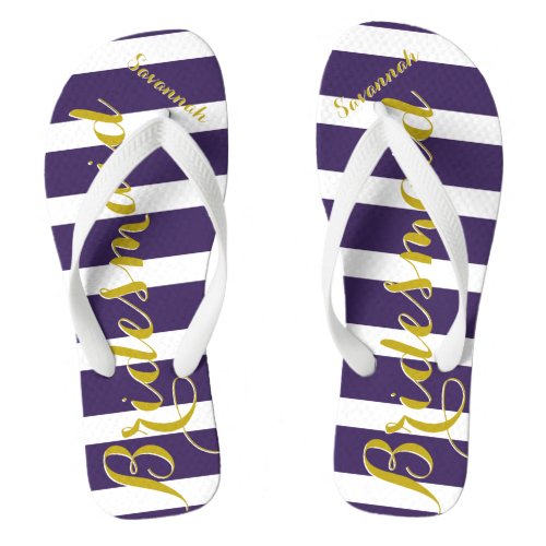 Personalized Maid of Honor Purple Yellow Any Color Flip Flops