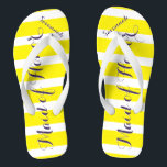 Personalized Maid of Honor Purple Yellow Any Color Flip Flops<br><div class="desc">Yellow and Purple Plum Stripes Pattern - Change to Any Color by clicking customize. And say anything you want.  Make these one of a kind flip flops that have YOUR message on them.  Be the talk of the beach!</div>