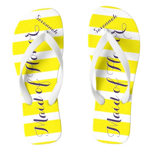 Personalized Maid of Honor Purple Yellow Any Color Flip Flops