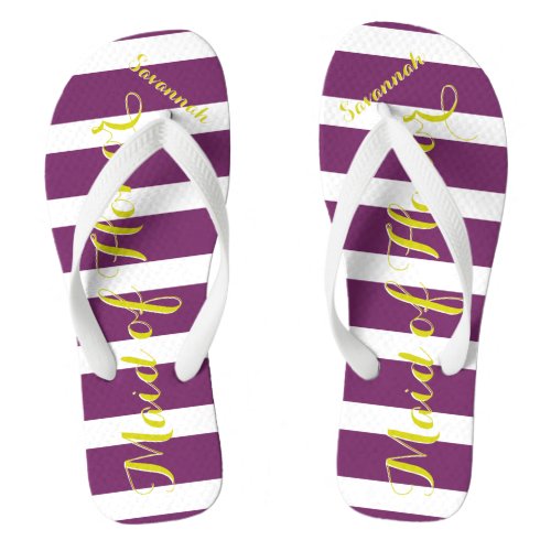 Personalized Maid of Honor Purple Yellow Any Color Flip Flops