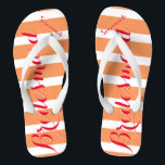 Personalized Maid of Honor Red and Coral Flip Flops<br><div class="desc">Personalized Red and Coral Orange Sherbert Stripes Pattern - Change to Any Color by clicking customize. And say anything you want.  Make these one of a kind flip flops that have YOUR message on them.  Be the talk of the beach!</div>