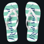 Personalized Maid of Honor Red and Mint Flip Flops<br><div class="desc">Mustard  Red and Mint Stripes Pattern - Change to Any Color by clicking customize. And say anything you want.  Make these one of a kind flip flops that have YOUR message on them.  Be the talk of the beach!</div>