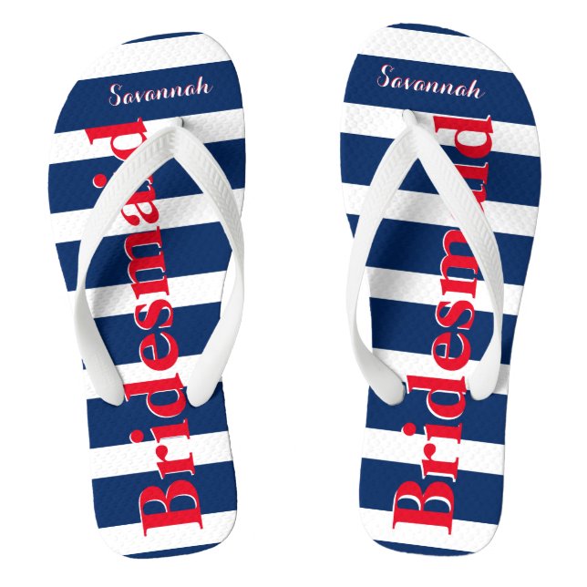 Personalized Maid of Honor Red White Blue Flip Flops (Footbed)