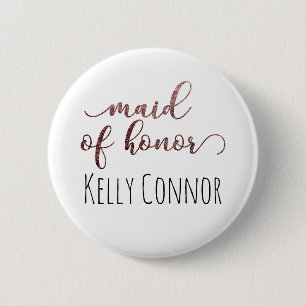 Personalized Maid of Honor Rose Gold Glitter 1 Button
