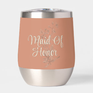 Personalized Maid Of Honor Rustic Boho Wildflowers Thermal Wine Tumbler