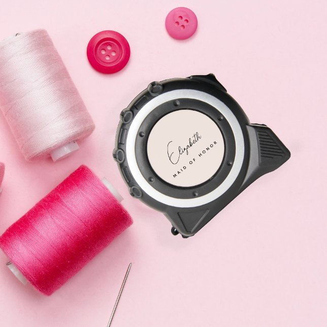 Personalized Maid of Honor Script Blush Pink Tape Measure (Creator Uploaded)