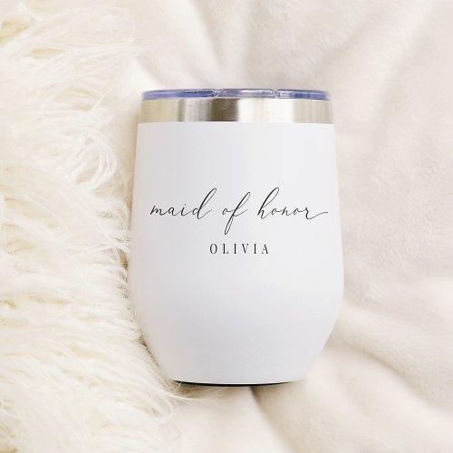 Personalized Maid of Honor Script Wedding Thermal Wine Tumbler