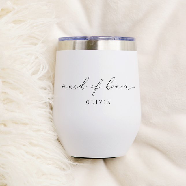 Personalized Maid of Honor Script Wedding Thermal Wine Tumbler (Creator Uploaded)