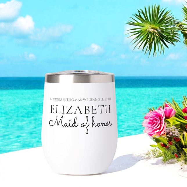 Personalized maid of honor Script Wedding  Thermal Wine Tumbler (Creator Uploaded)