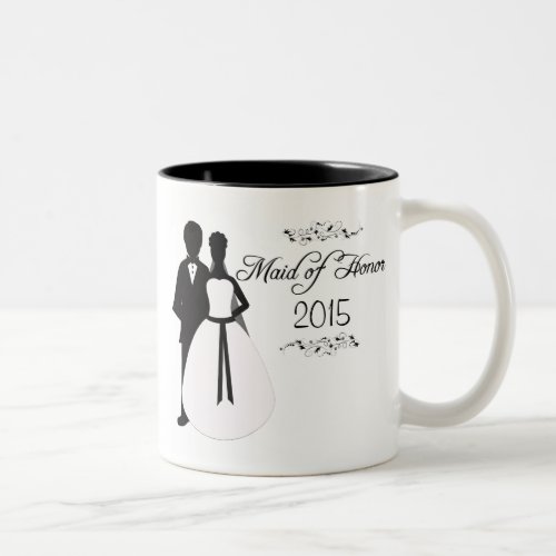 Personalized maid of honor swirl wedding favor mug