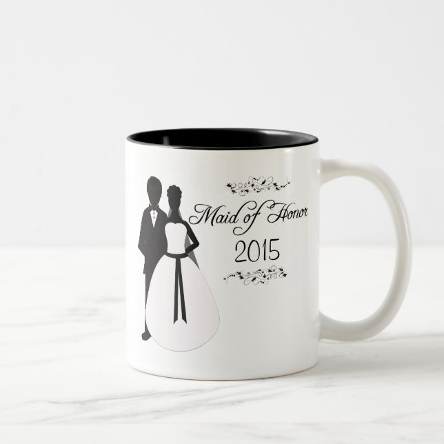 Personalized maid of honor swirl wedding favor mug (Right)