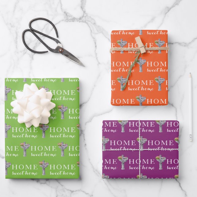 Personalized Mailbox Number Wrapping Paper Sheets  (Front)