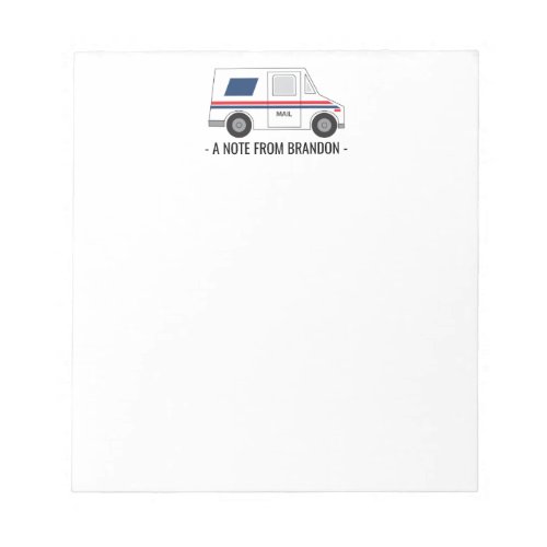 Personalized Mailman Mail Carrier Truck Notepad