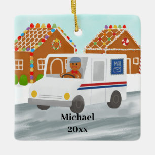 Personalized Mailman Post Office Mail Christmas Ceramic Ornament