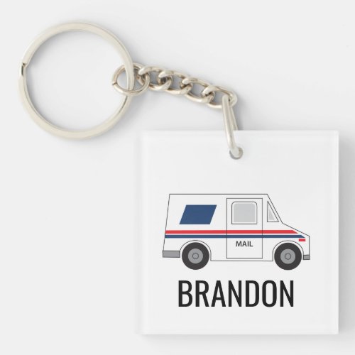 Personalized Mailman Postal Carrier Mail Truck Keychain